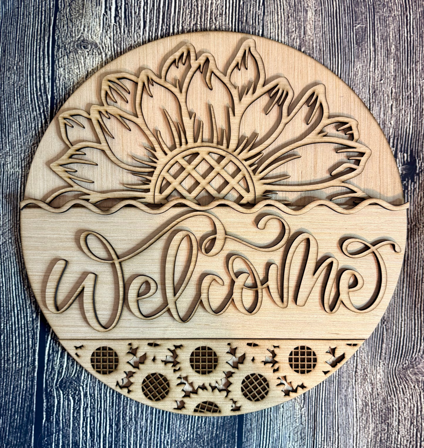 Hello Sunshine Welcome Fall Sunflower Door Hanger Blank