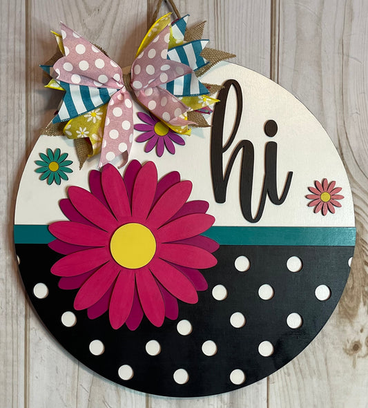 Daisy Hi Polka Dot Wood Door Hanger