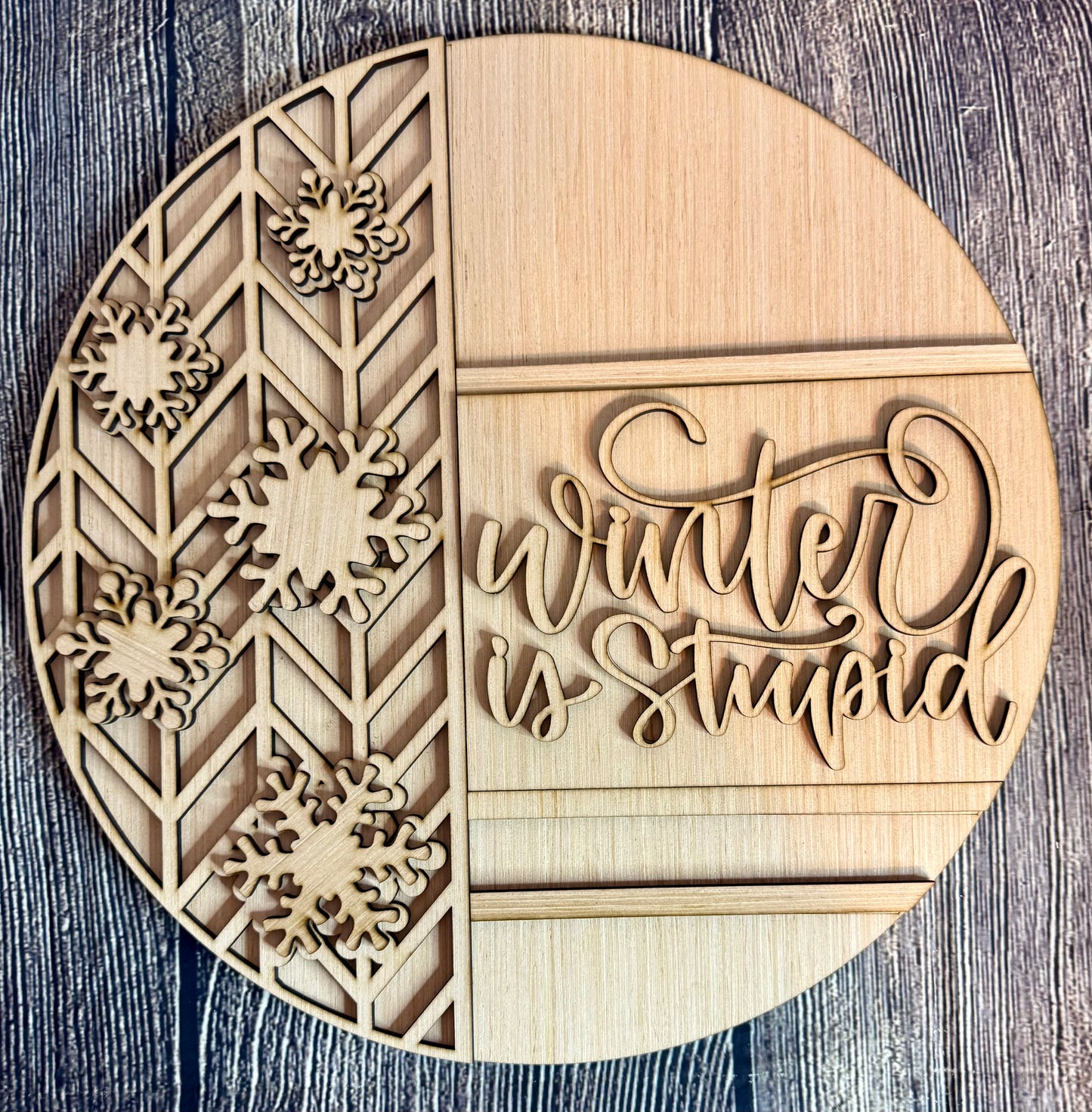 Winter is Stupid Blank Wood Door Hanger