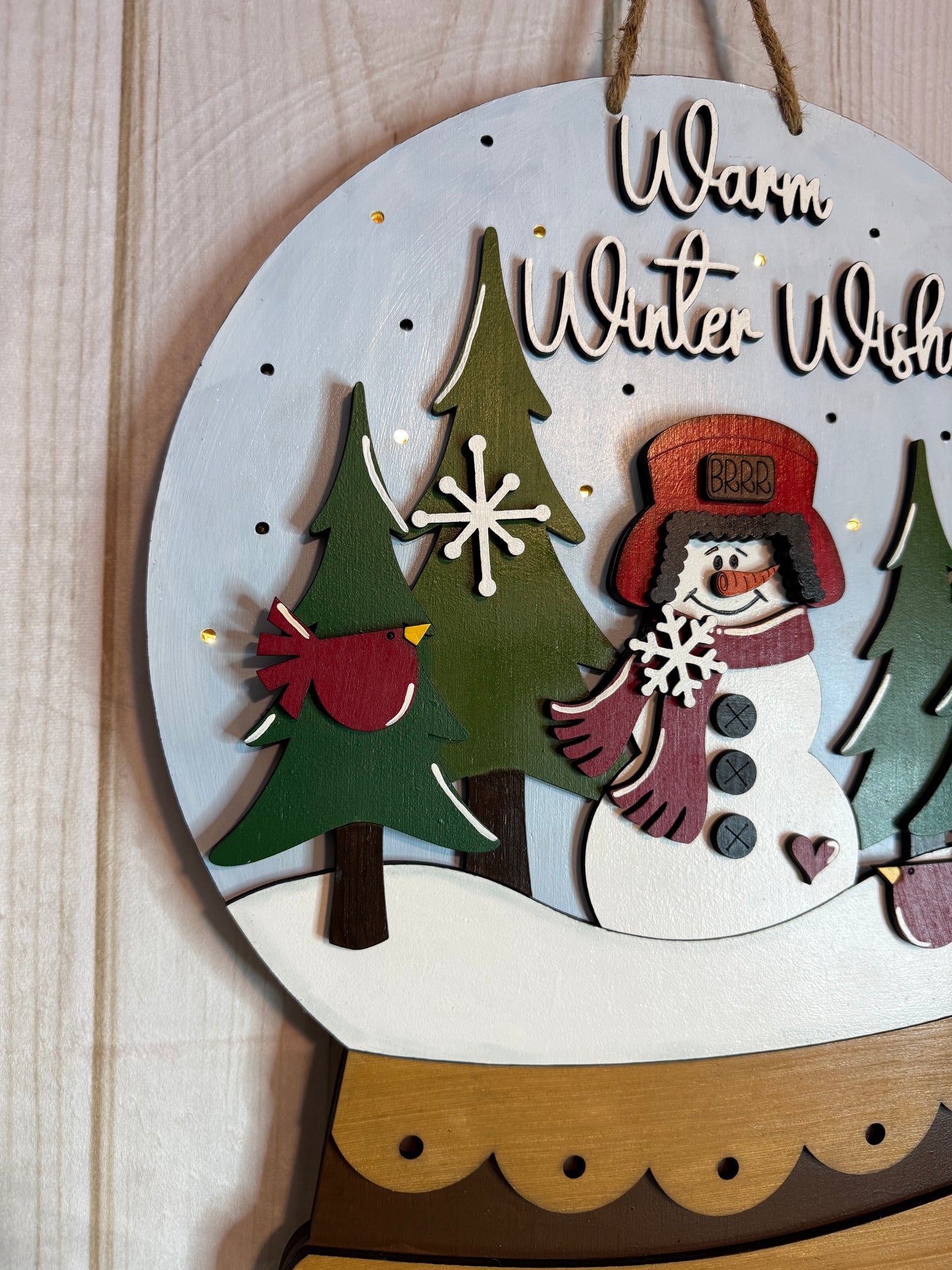Snowman Snow Globe Lighted Door Hanger