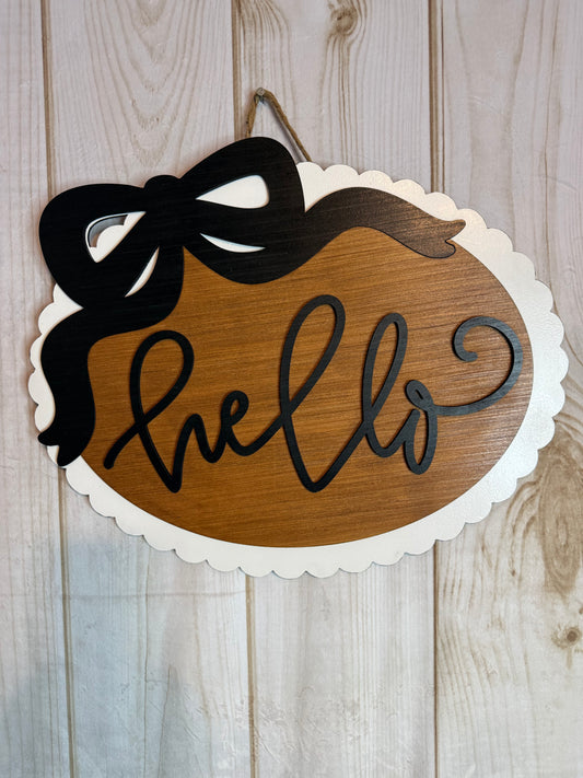 Hello Ribbon Bow Year Round Door Hanger