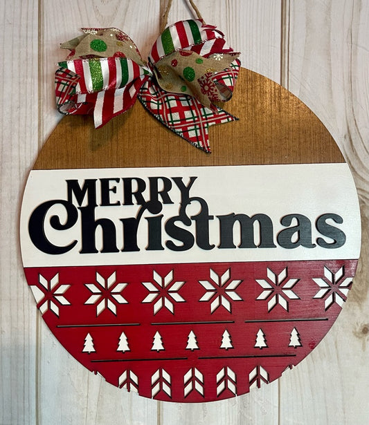 Merry Christmas Nordic Design Wood Door Hanger