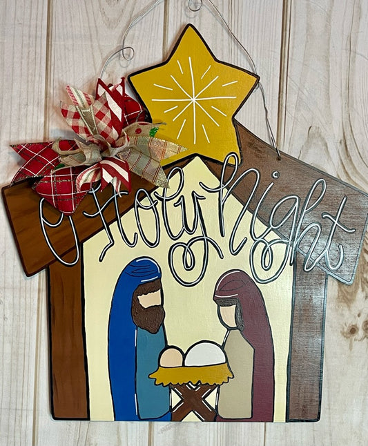 Nativity Christmas O Holy Night Door Hanger