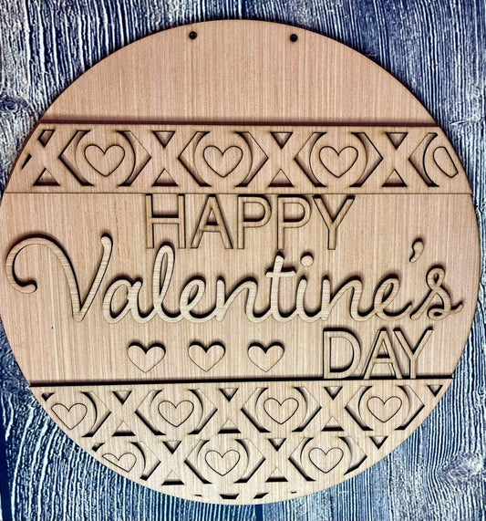 Happy Valentine's Day XO Wood Door Hanger Blank