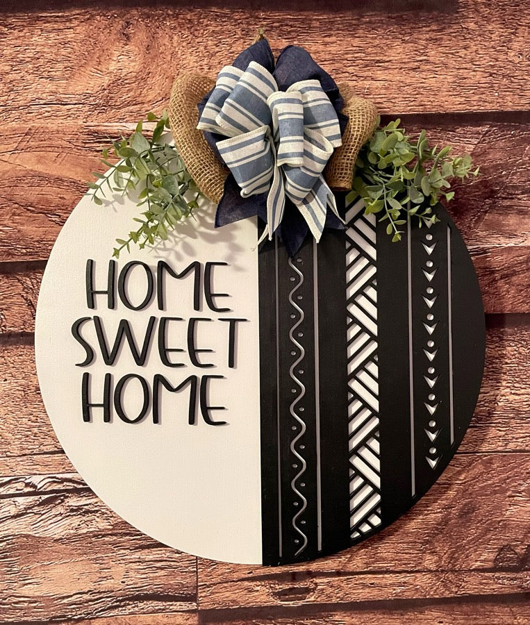 Boho Home Sweet Home Wood Door Hanger