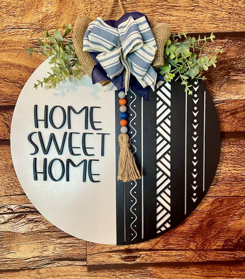 Boho Home Sweet Home Wood Door Hanger