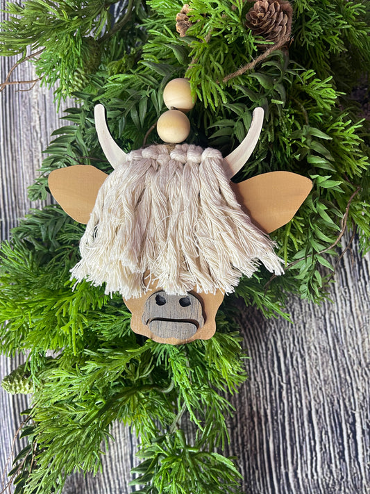 Highland Cow Wood Ornament