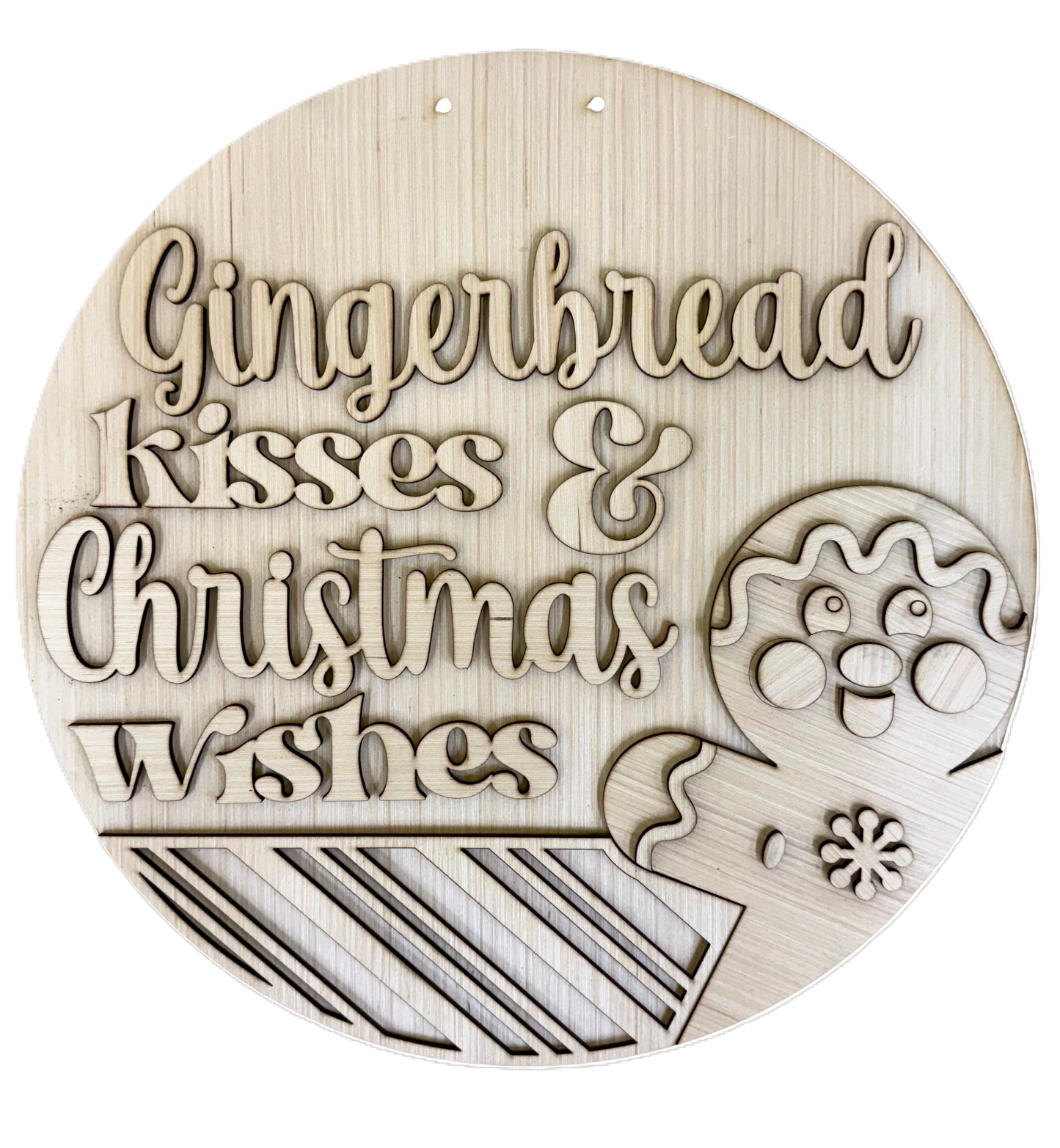 Gingerbread Kisses Christmas Wood Door Hanger Blank