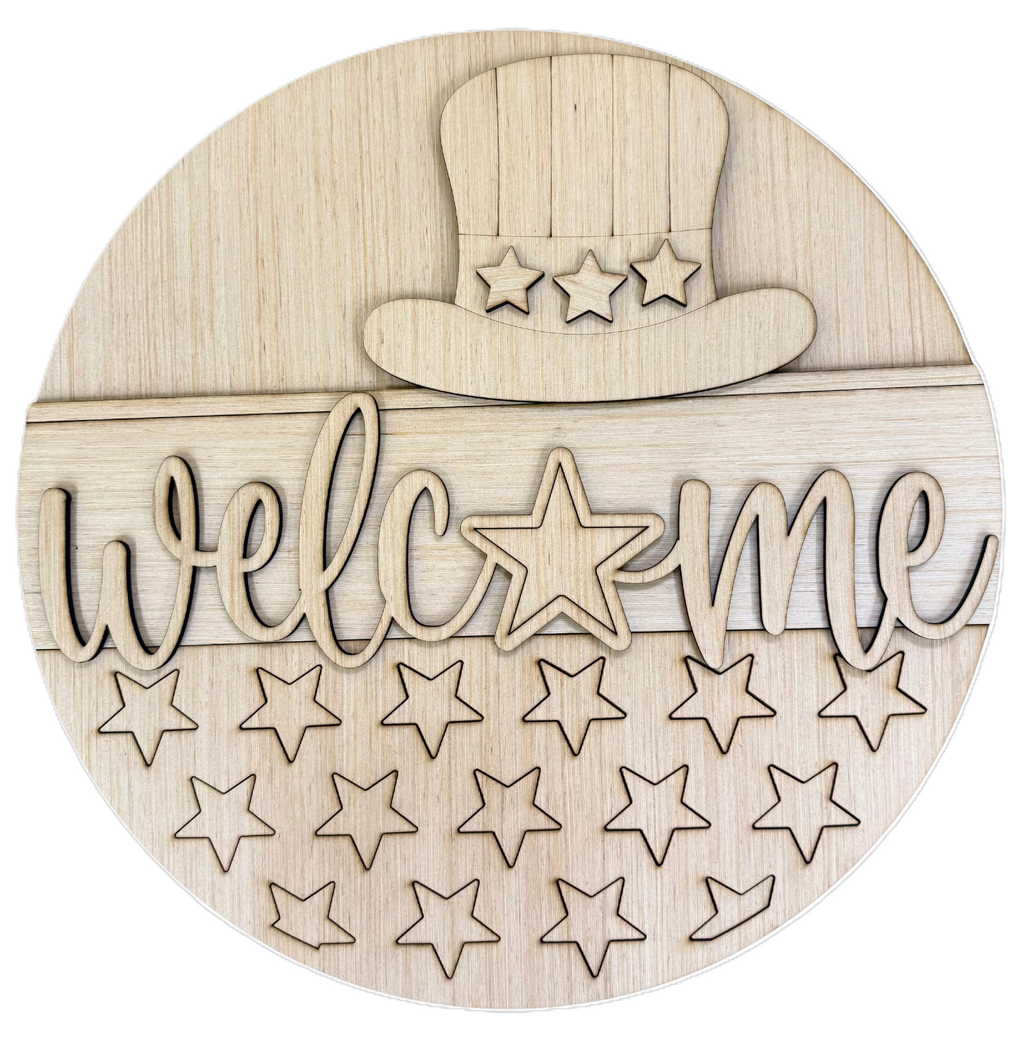 Patriotic Welcome Wood Door Hanger Blank