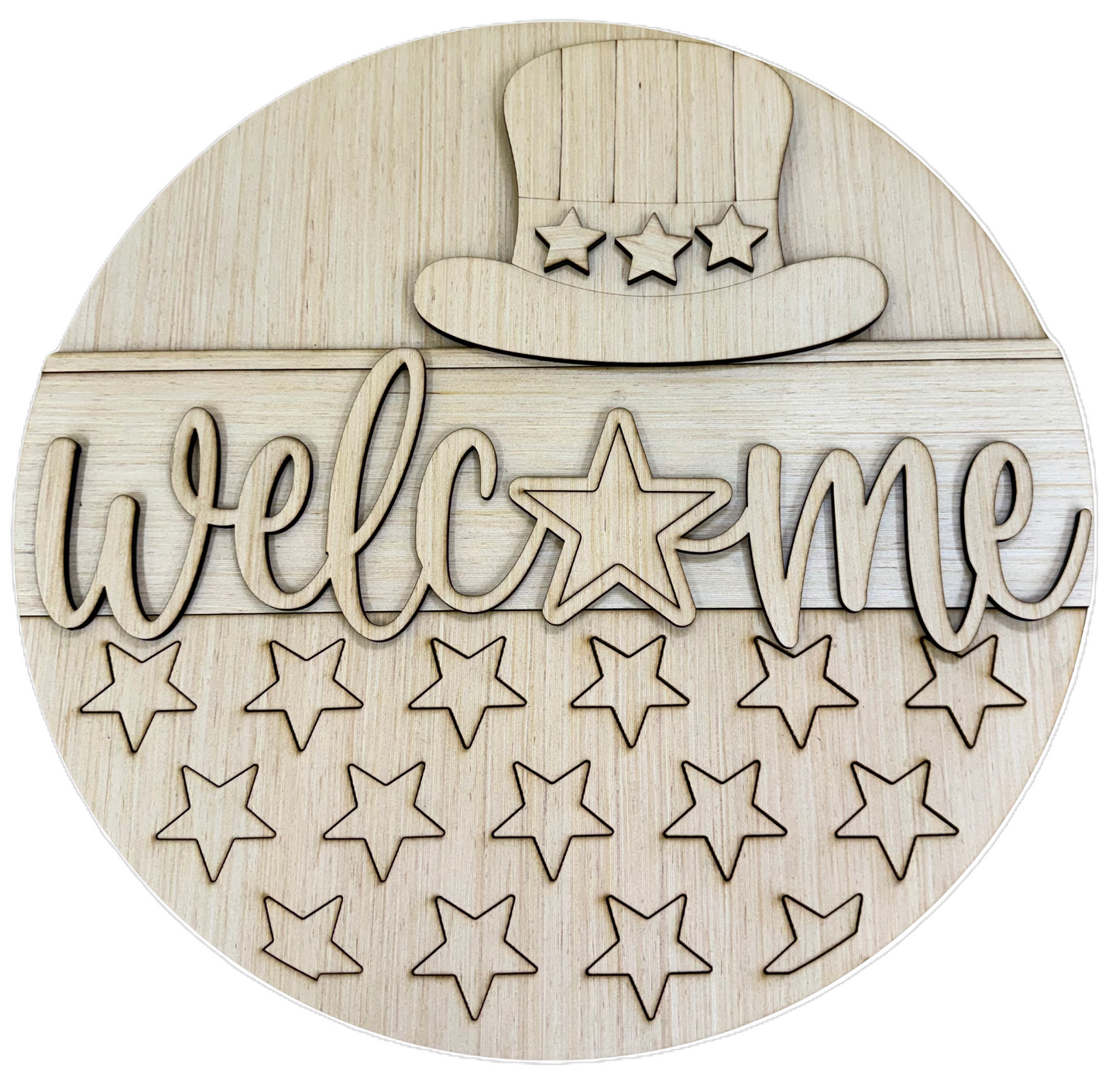 Patriotic Welcome Wood Door Hanger Blank