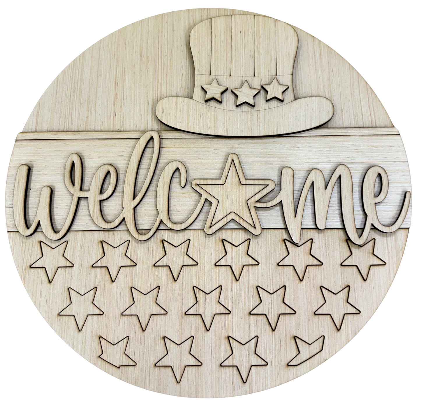 Patriotic Welcome Wood Door Hanger Blank