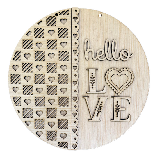 Hello Valentine Wood Door Hanger Blank