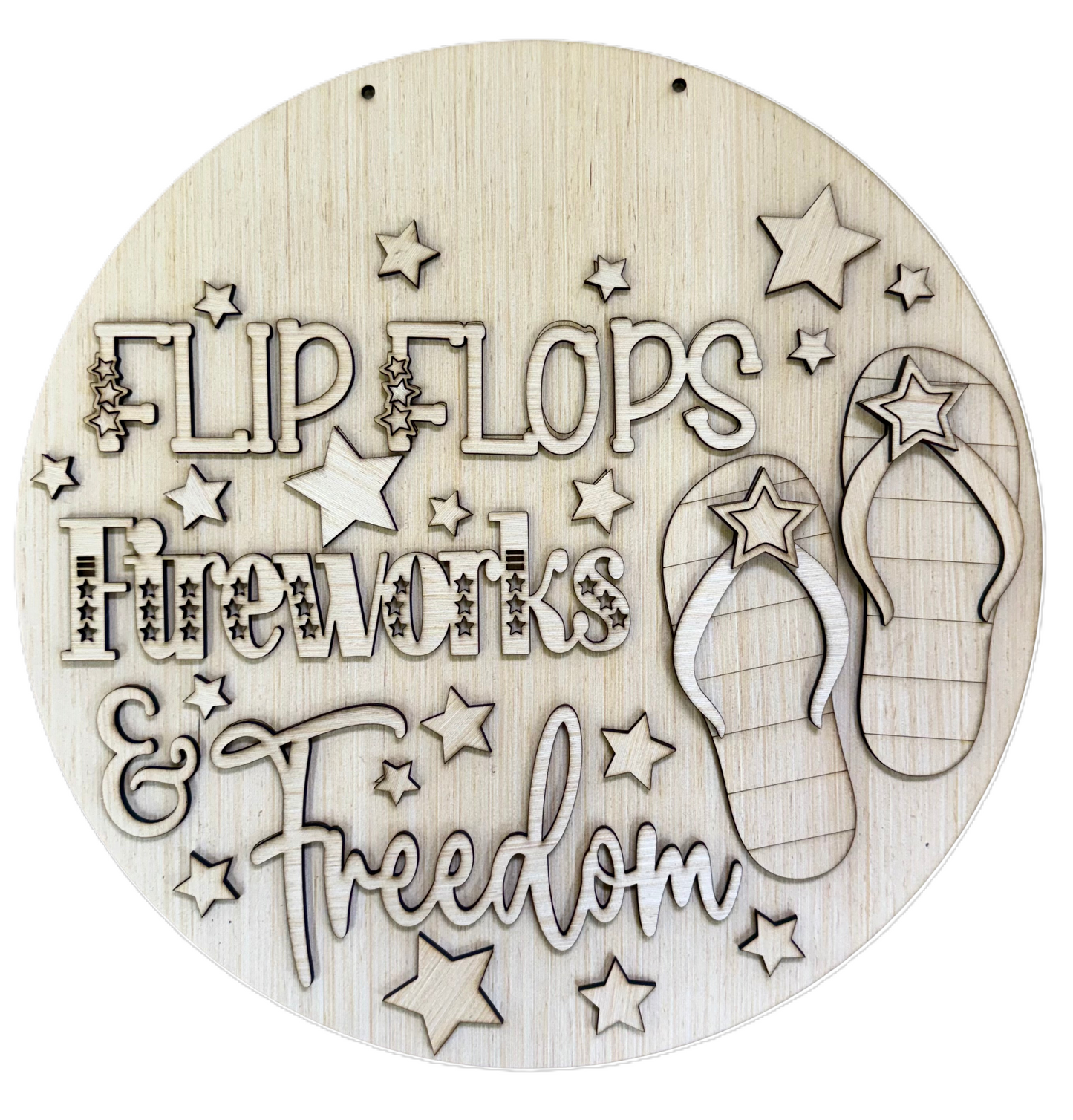 Fireworks Flip Flops Freedom Wood Door Hanger Blank