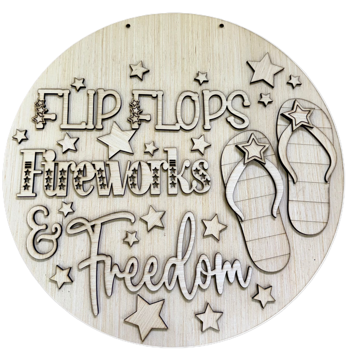 Fireworks Flip Flops Freedom Wood Door Hanger Blank