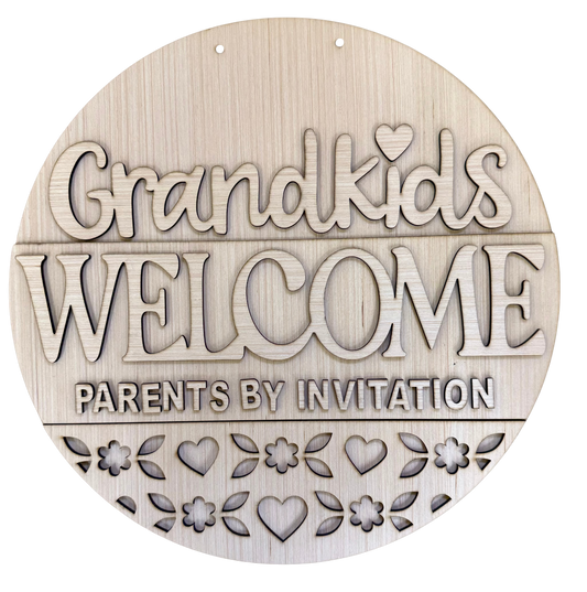 Grandkids Welcome Wood Door Blank