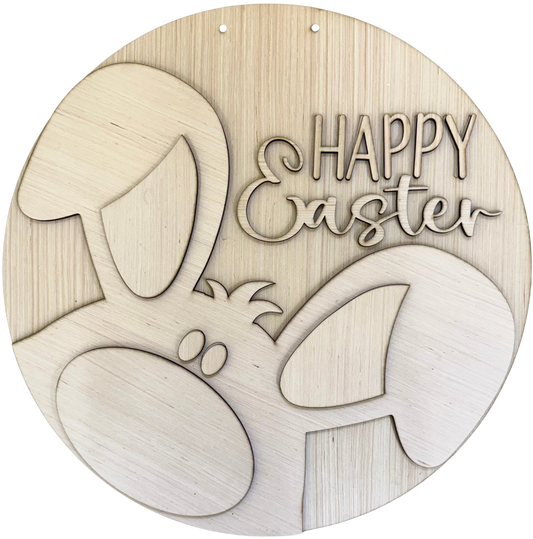 Peeping Bunny Happy Easter Wood Door Hanger Blank