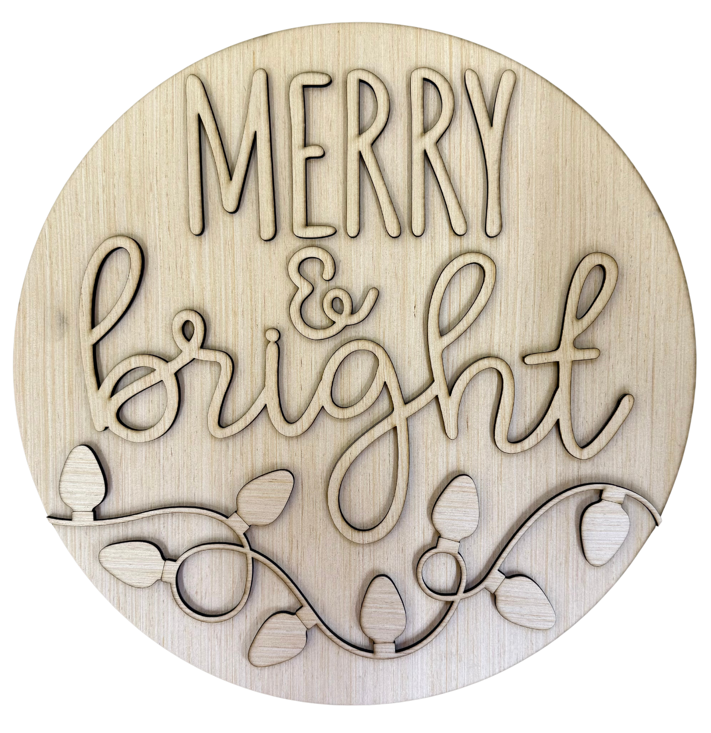 Merry and Bright Lights Christmas Door Hanger Blank