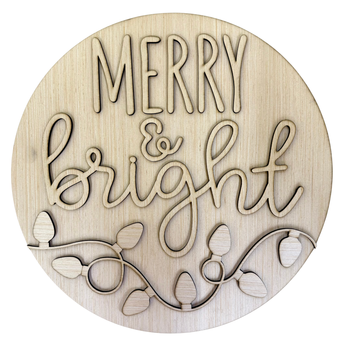 Merry and Bright Lights Christmas Door Hanger Blank