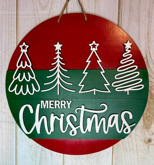 Merry Christmas Trees Door Hanger