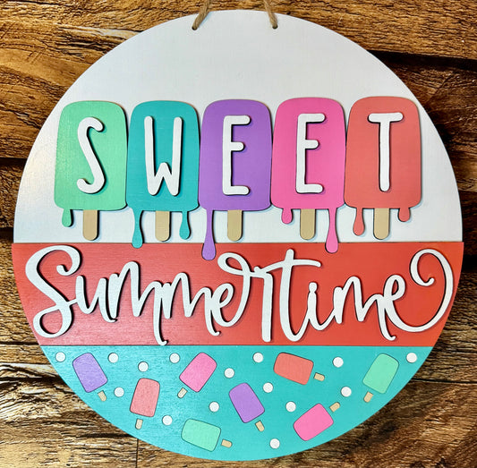 Sweet Summertime Popsicle Wood Door Hanger