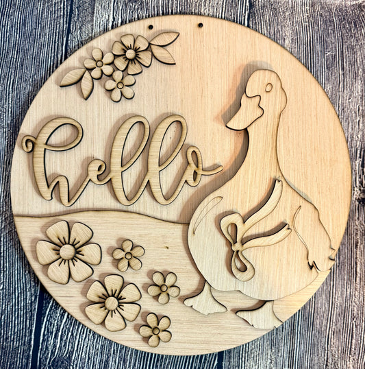 Hello Goose Wood Door Hanger Blank