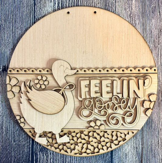 Feelin Goosey Silly Goose Wood Door Hanger Blank