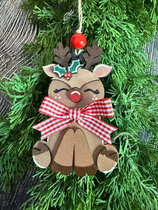 Sitting Reindeer Christmas Ornament