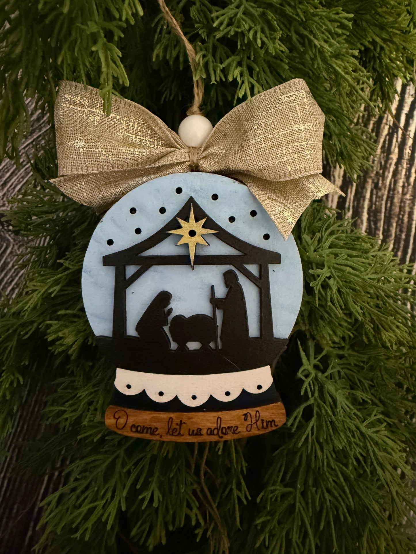 Nativity Lighted Snow Globe Ornament