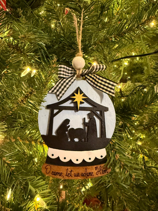 Nativity Christmas Snow Globe Ornament