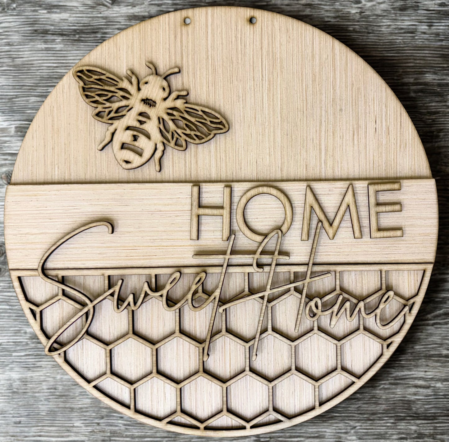 Home Sweet Home Bee Wood Door Hanger Blank