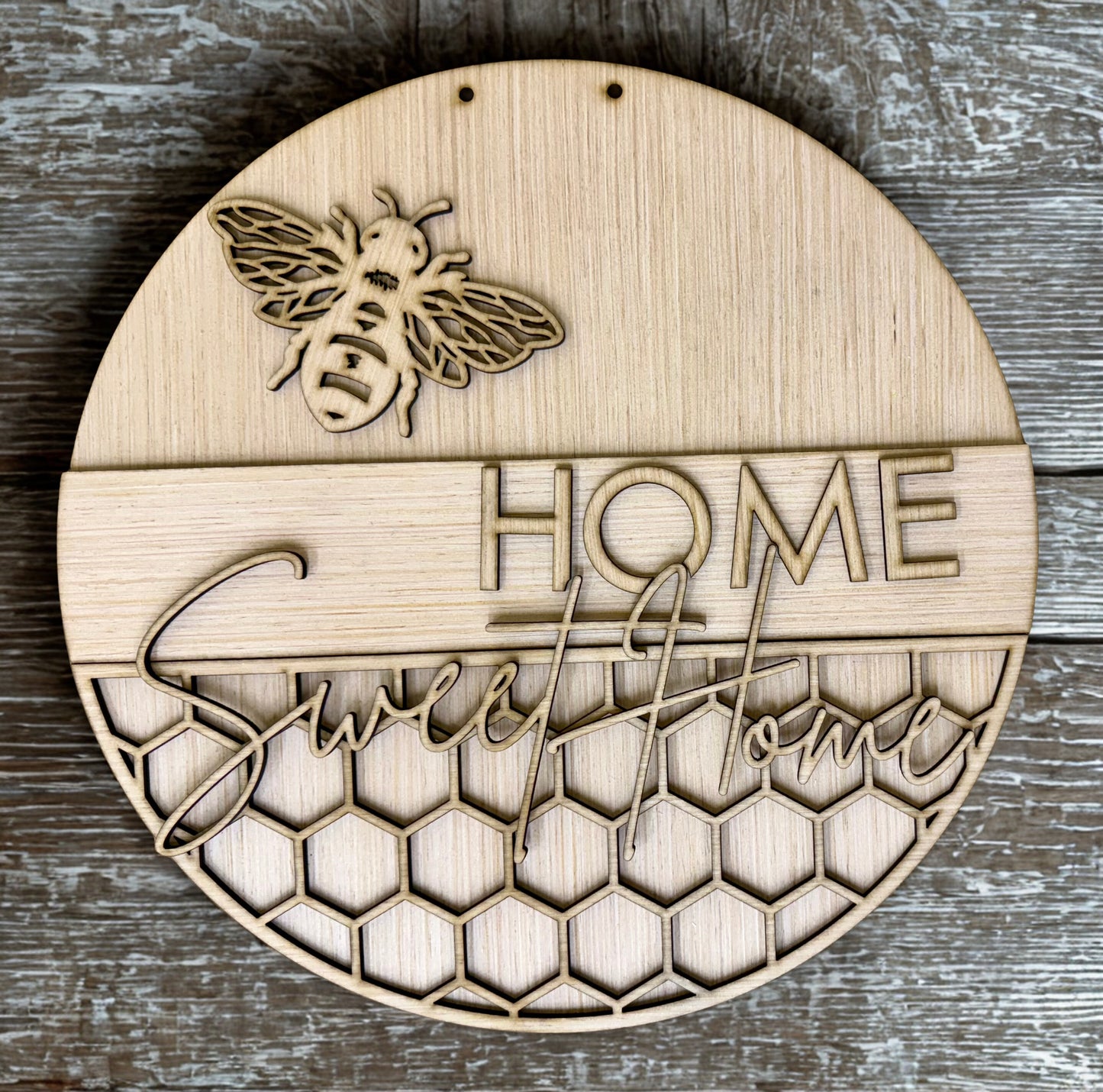 Home Sweet Home Bee Wood Door Hanger Blank