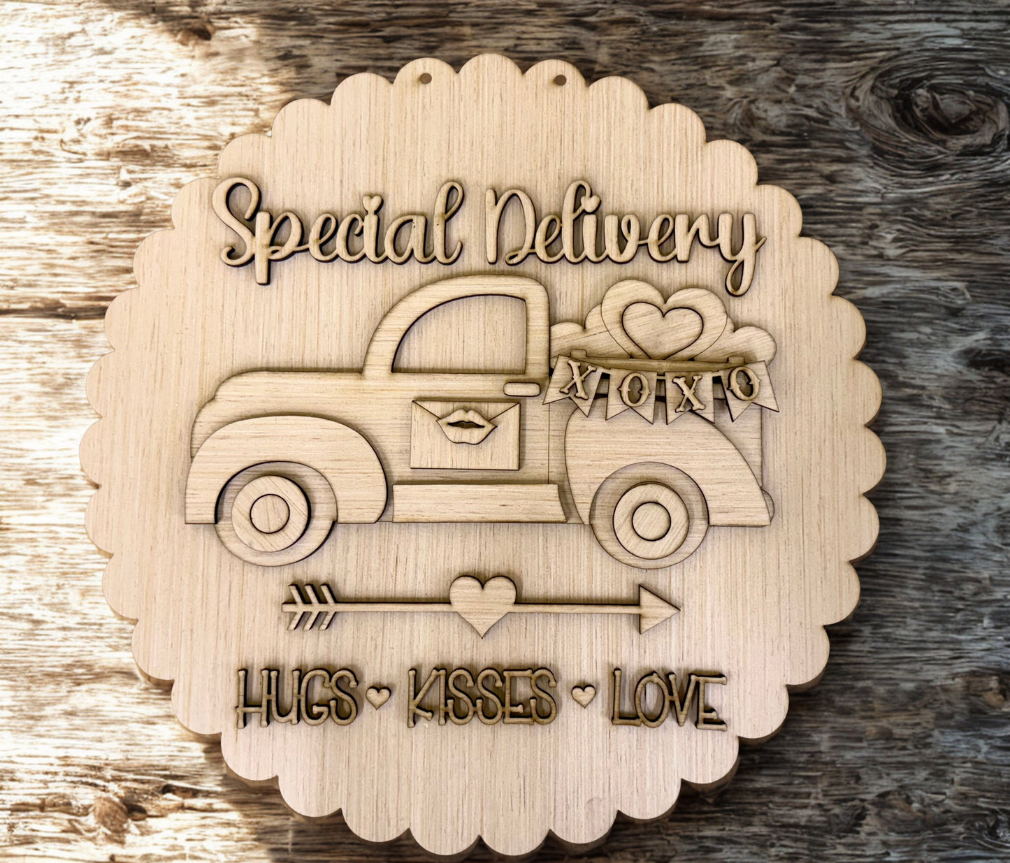 Special Delivery Truck Valentine Wood Door Hanger Blank