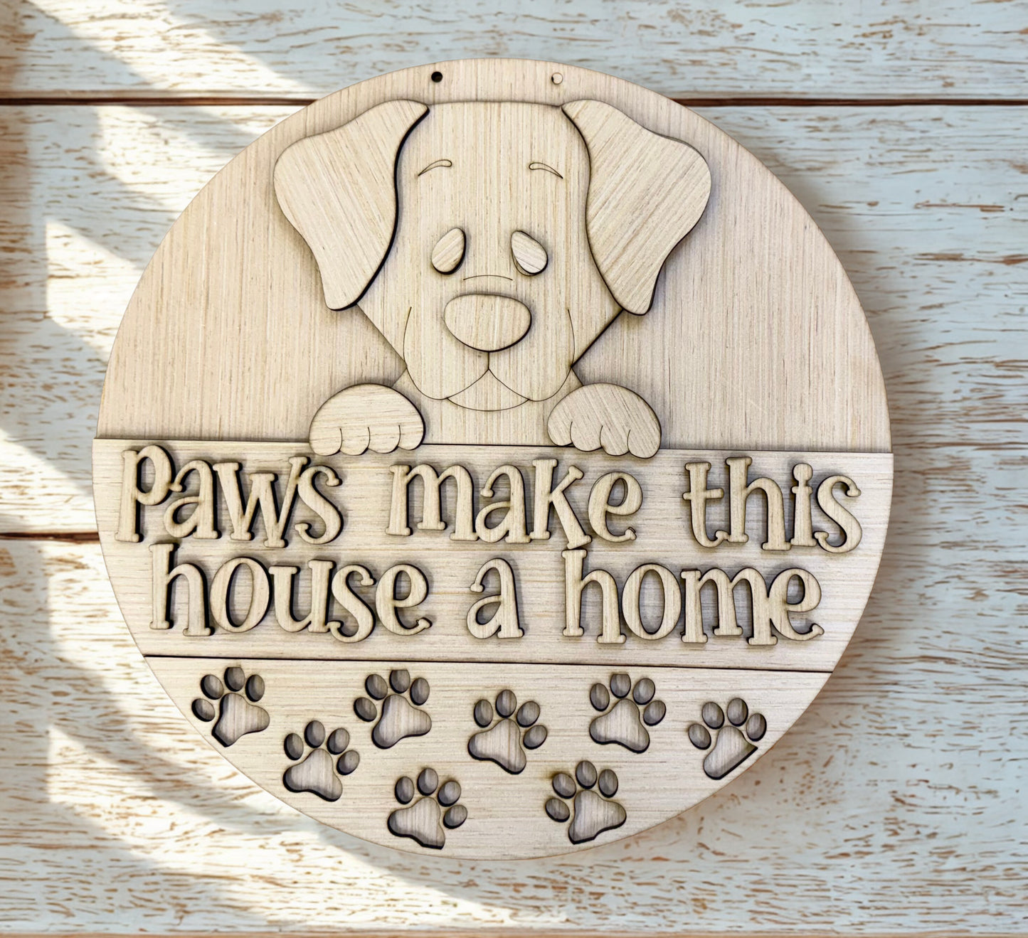 Welcome Paws Dog Wood Door Hanger Blank