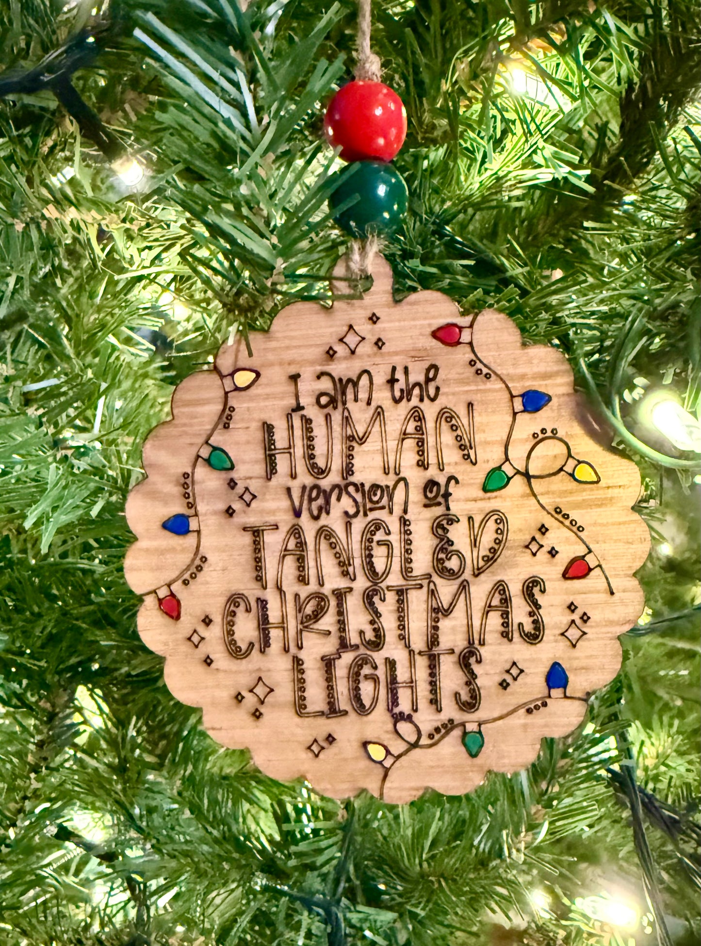 Tangled Christmas Lights Funny Ornament