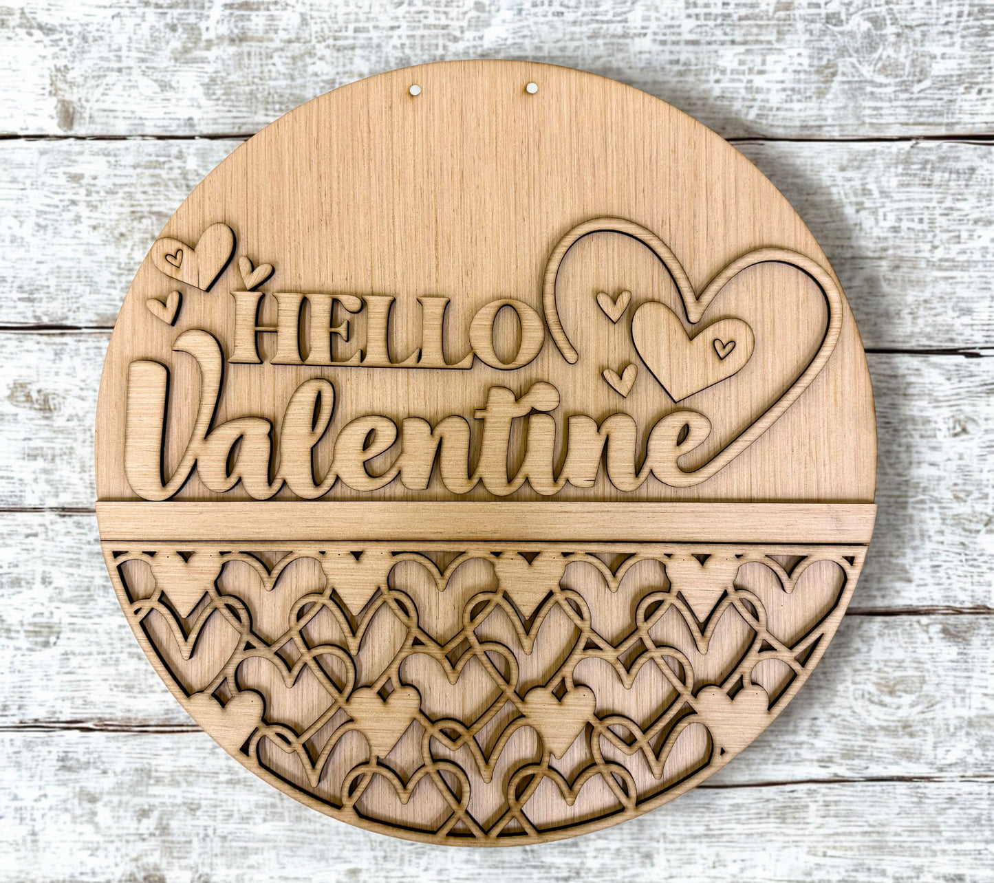 Hello Valentine Wood Door Hanger Blank