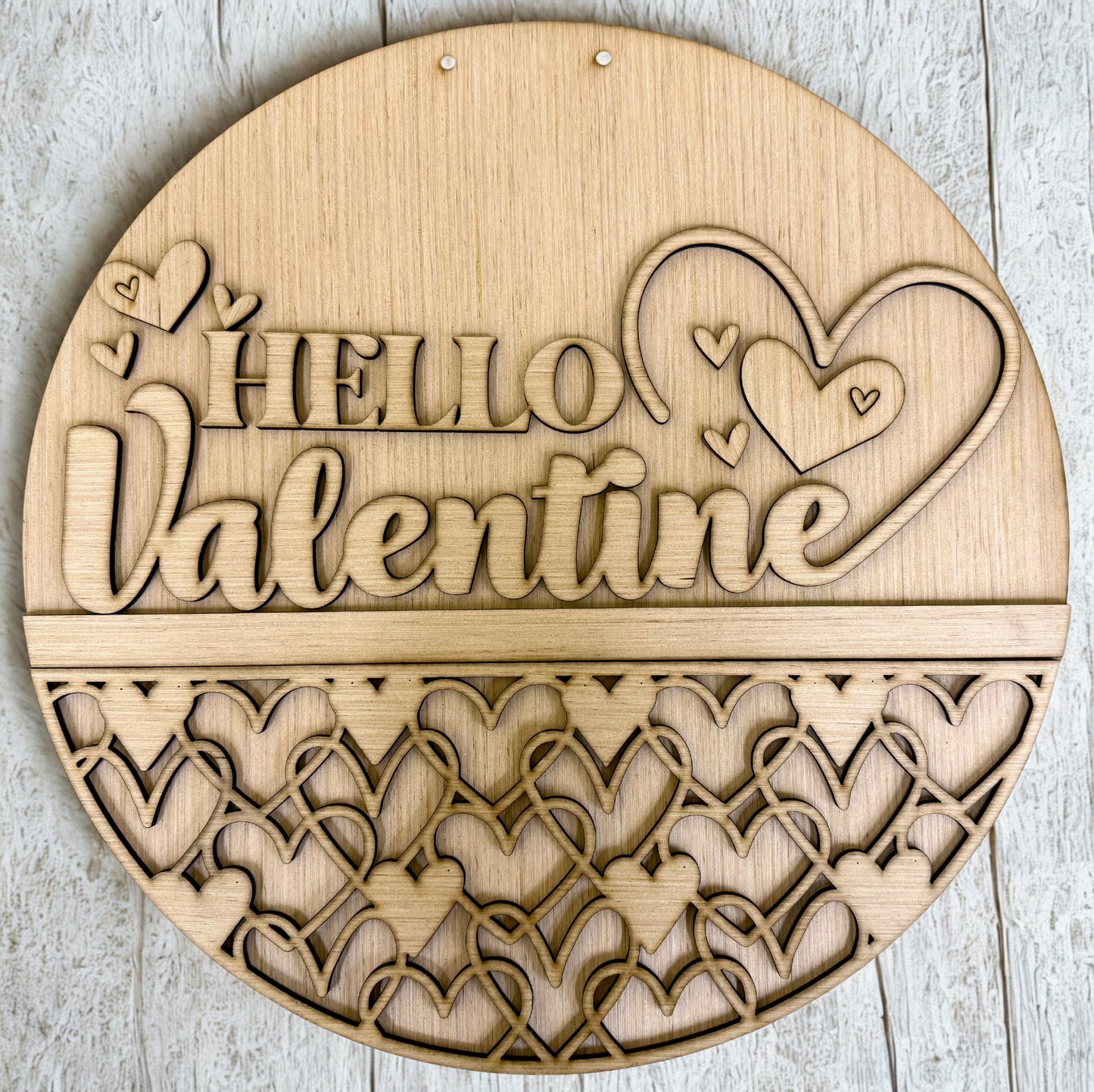 Hello Valentine Wood Door Hanger Blank