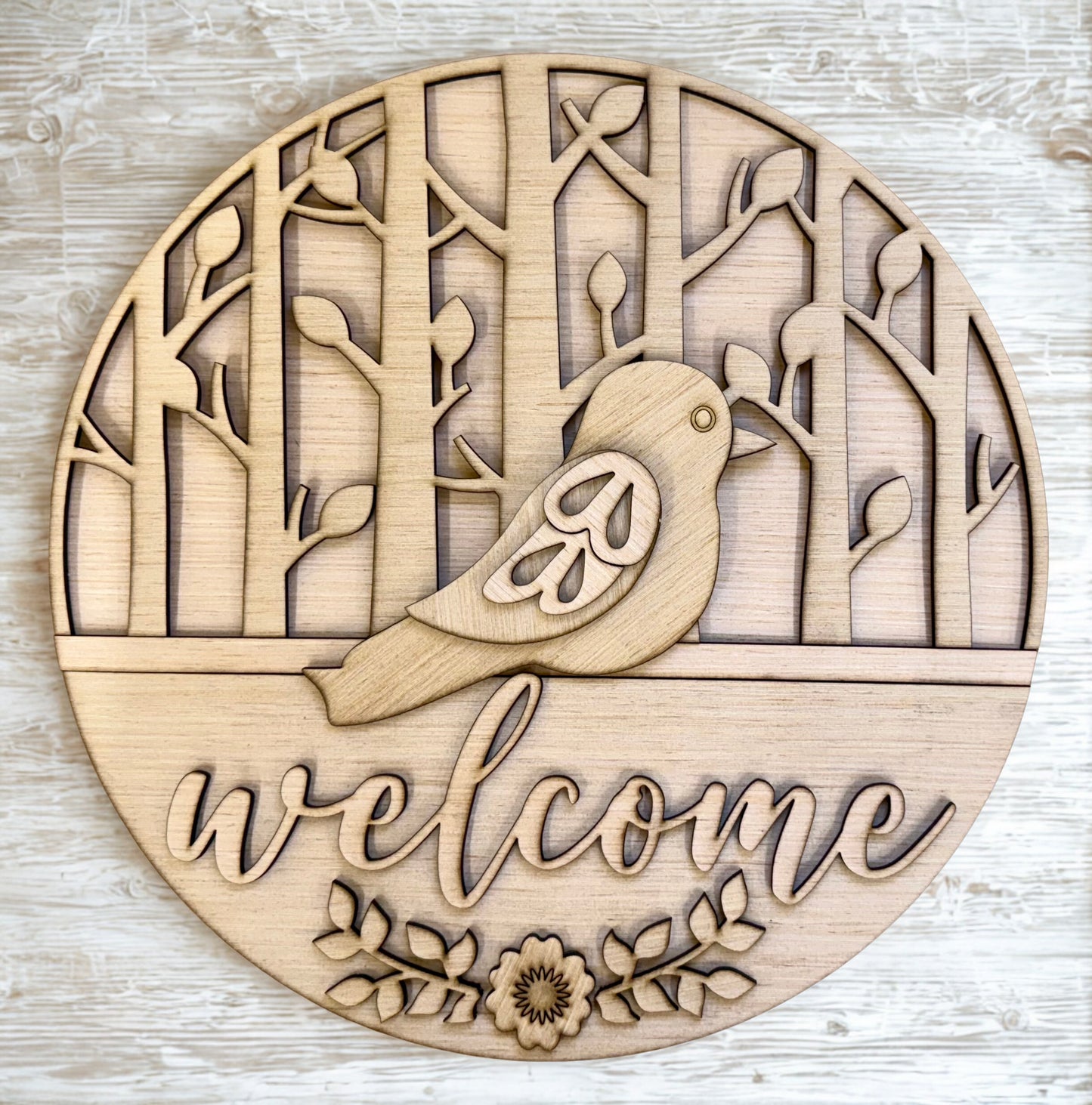 Spring Welcome Bird Door Hanger Blank