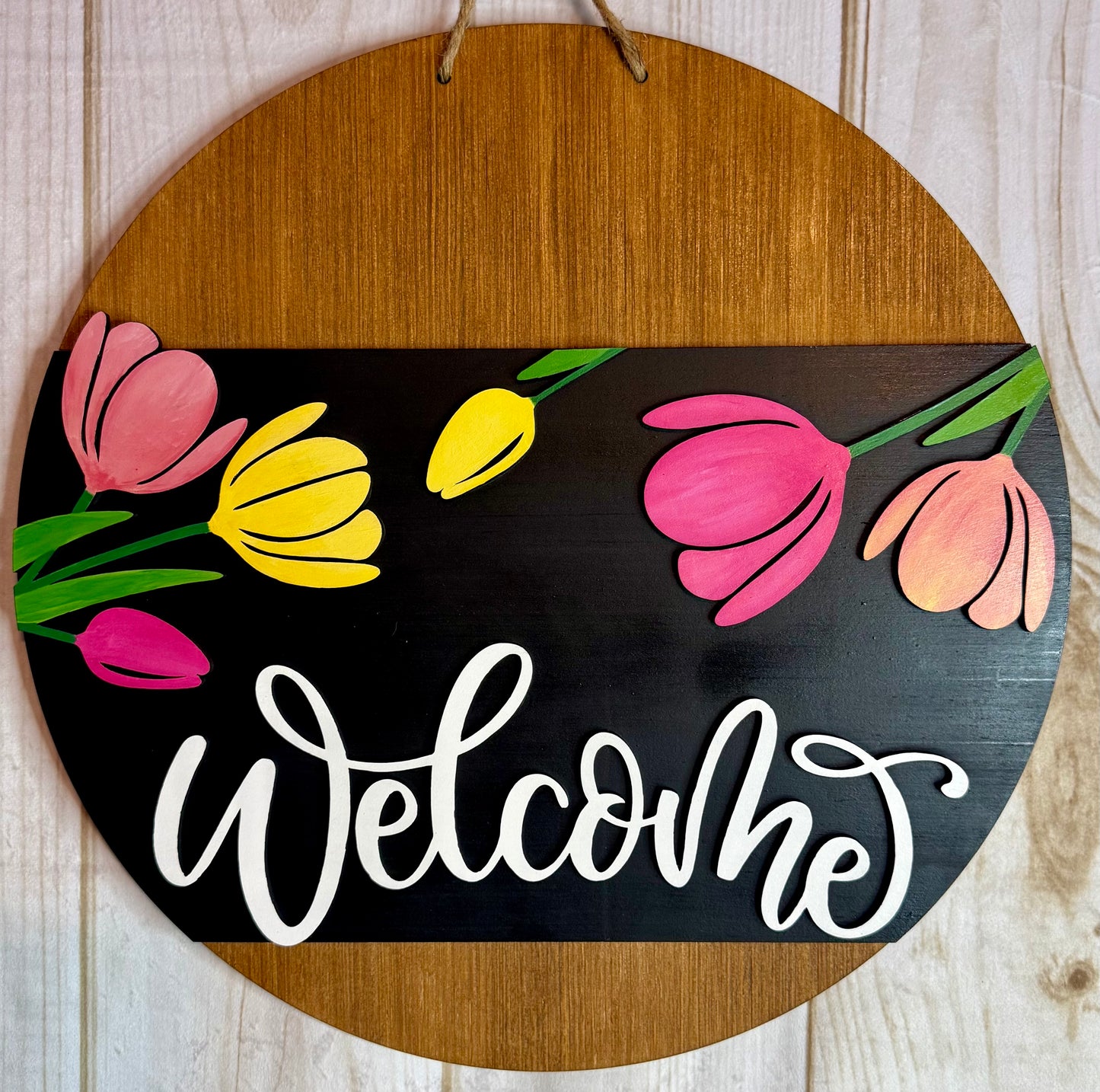 Spring Tulips Welcome Door Hanger