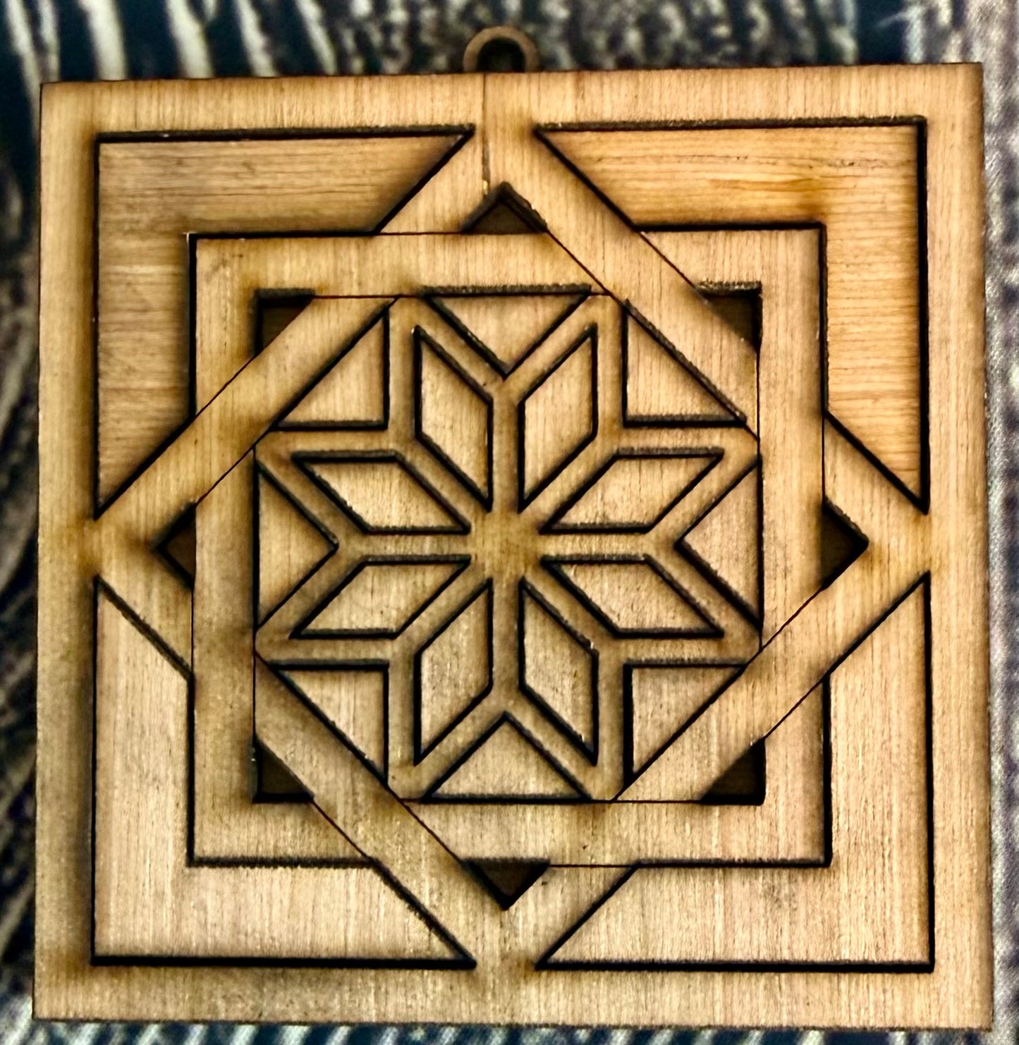 Barn Quilt Flower Unfinished Christmas Ornament