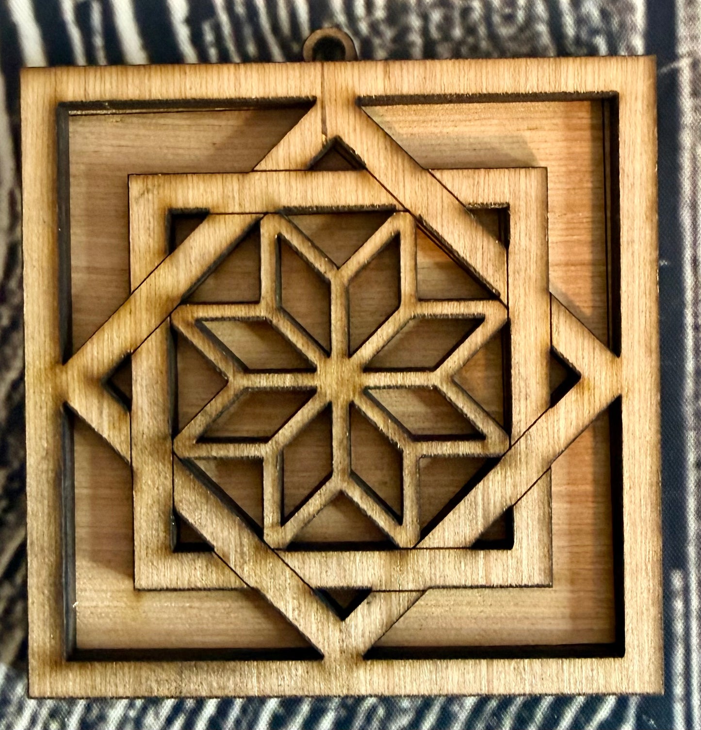 Barn Quilt Flower Unfinished Christmas Ornament