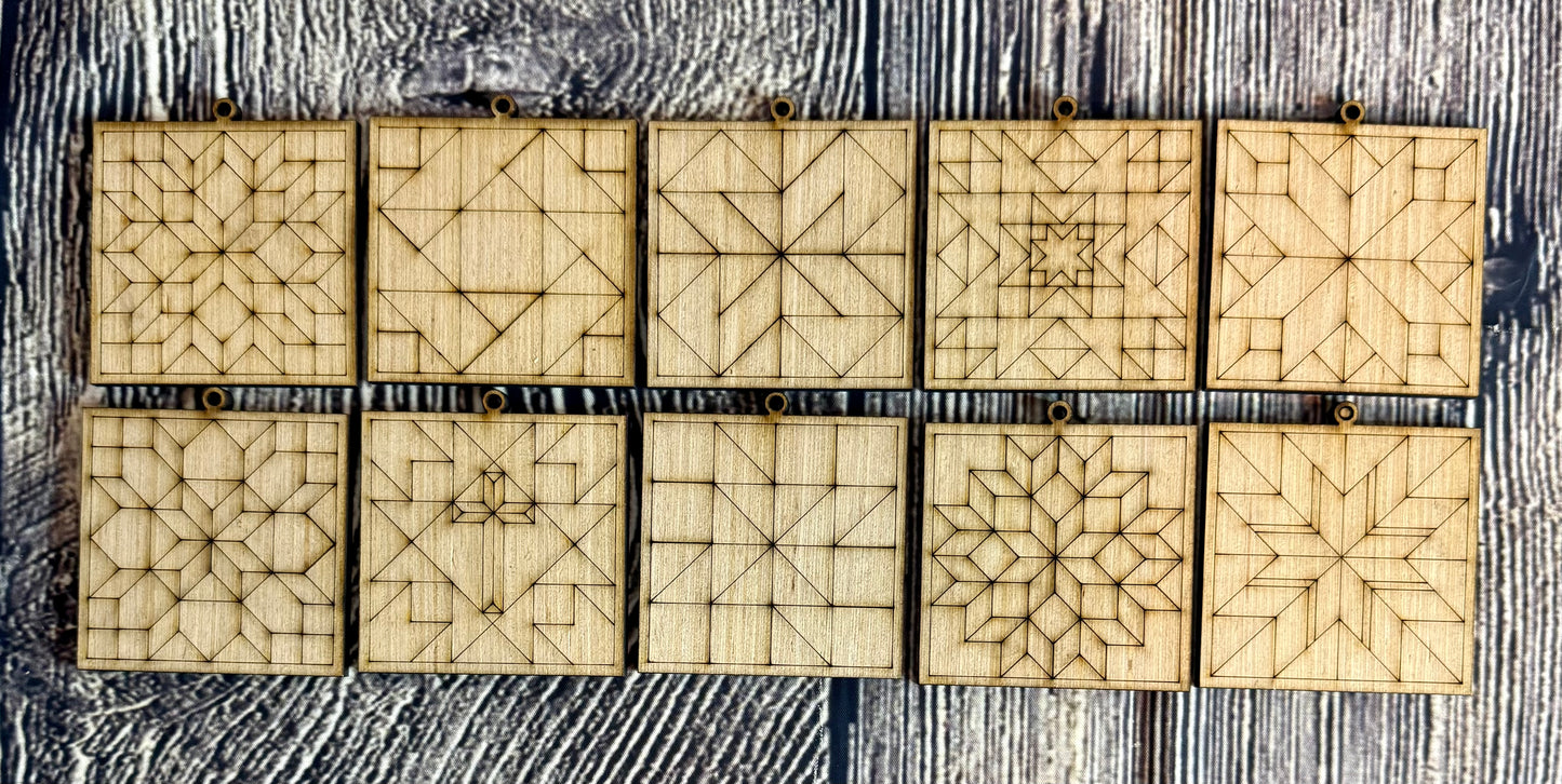 Ready to Paint Barn Quilt Ornaments