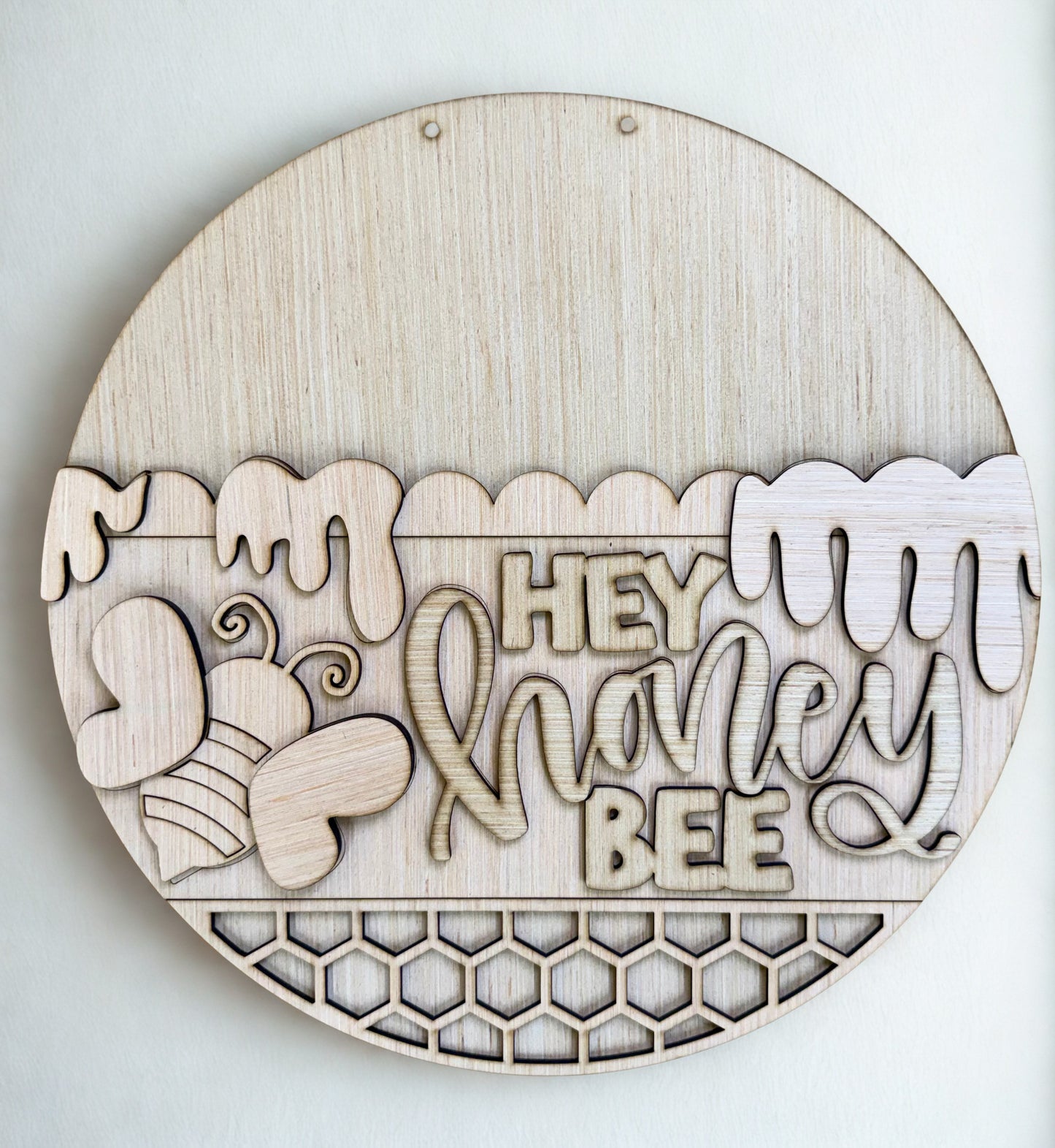 Hey Honey Bee Spring Wood Door Hanger Blank