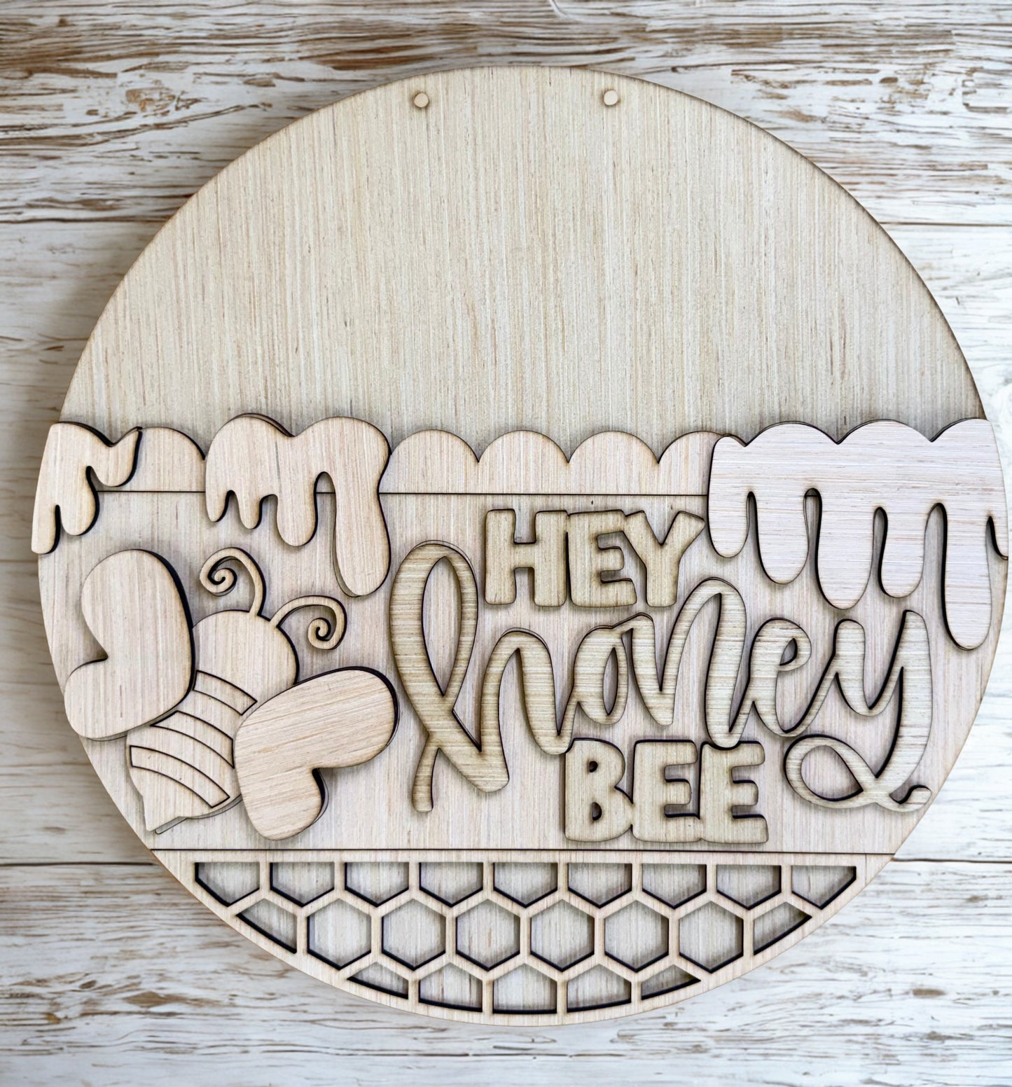 Hey Honey Bee Spring Wood Door Hanger Blank