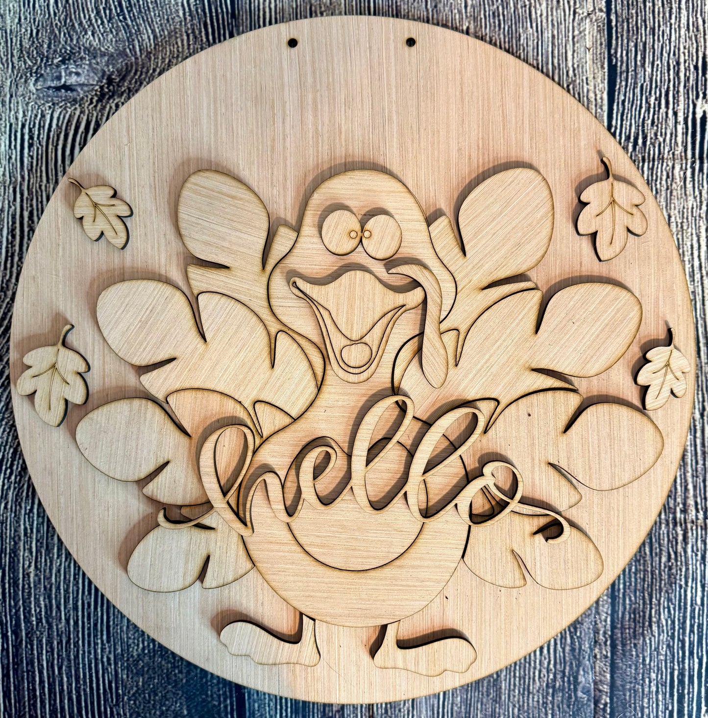 Turkey Hello Wood Door Hanger Blank