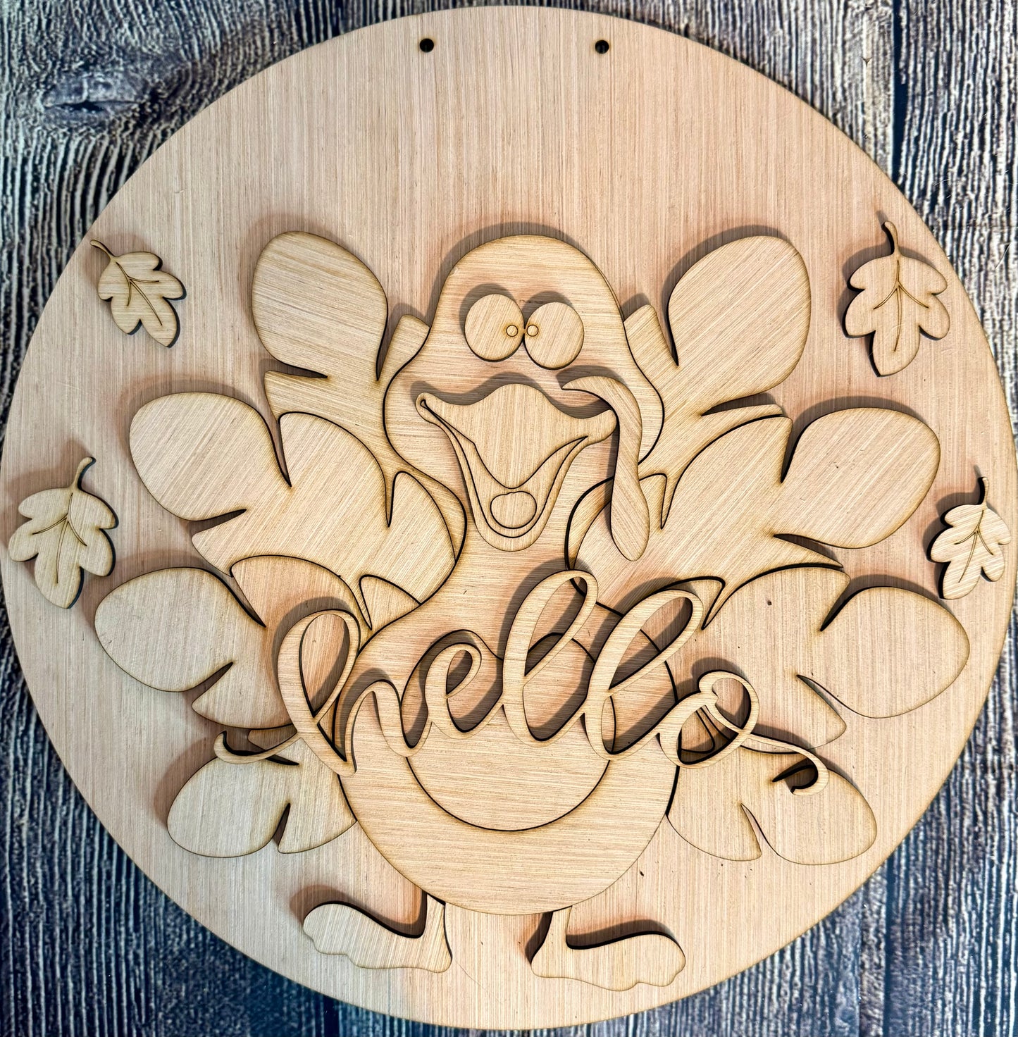 Turkey Hello Wood Door Hanger Blank