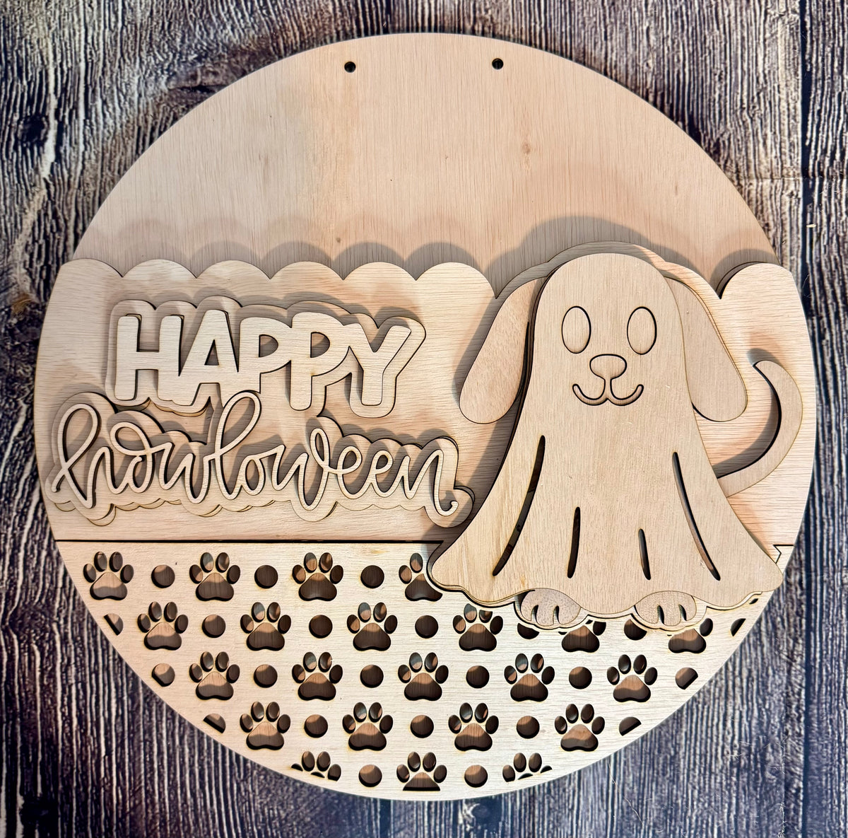 Happy Halloween Dog Wood Door Hanger Blank