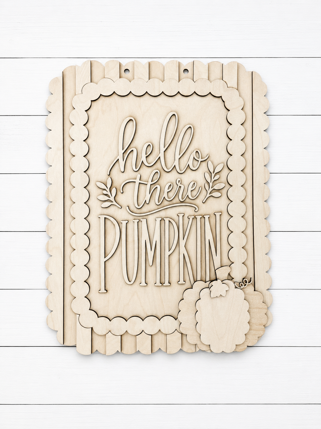 Hello There Pumpkin Scalloped Fall Wood Door Hanger Blank