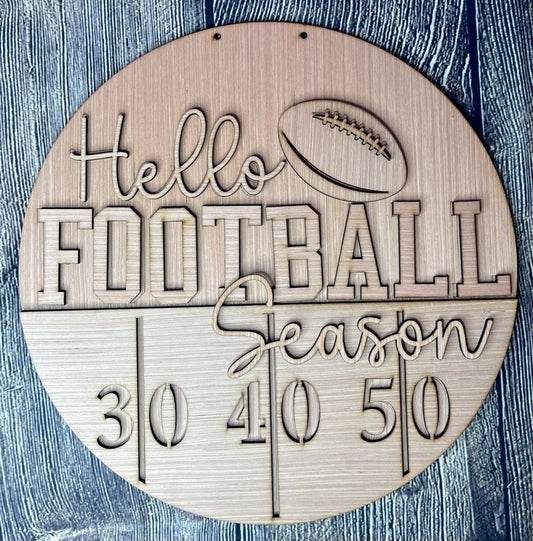Hello Football Season Fall Wood Door Hanger Blank