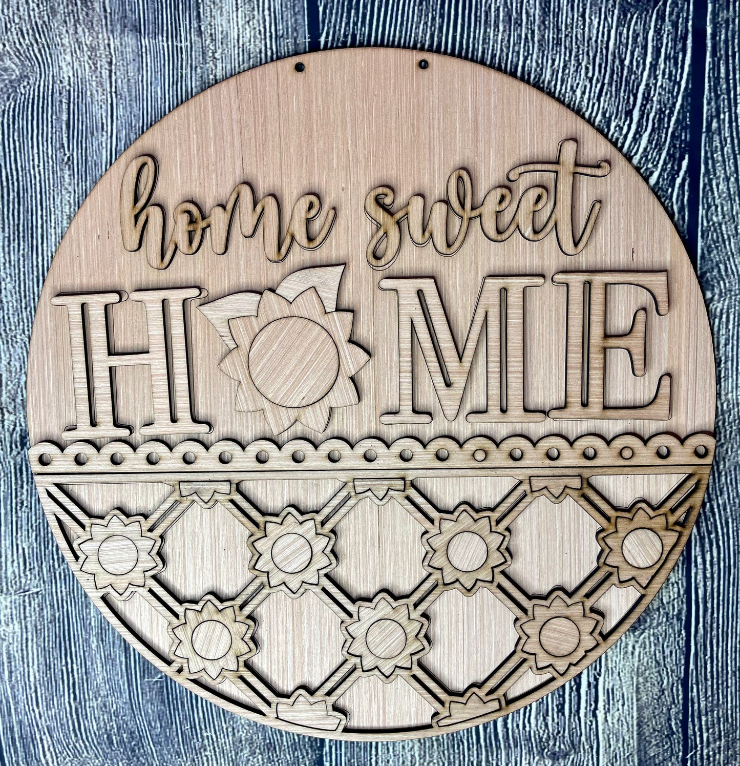 Home Sweet Home Sunflower Wood Door Hanger Blank