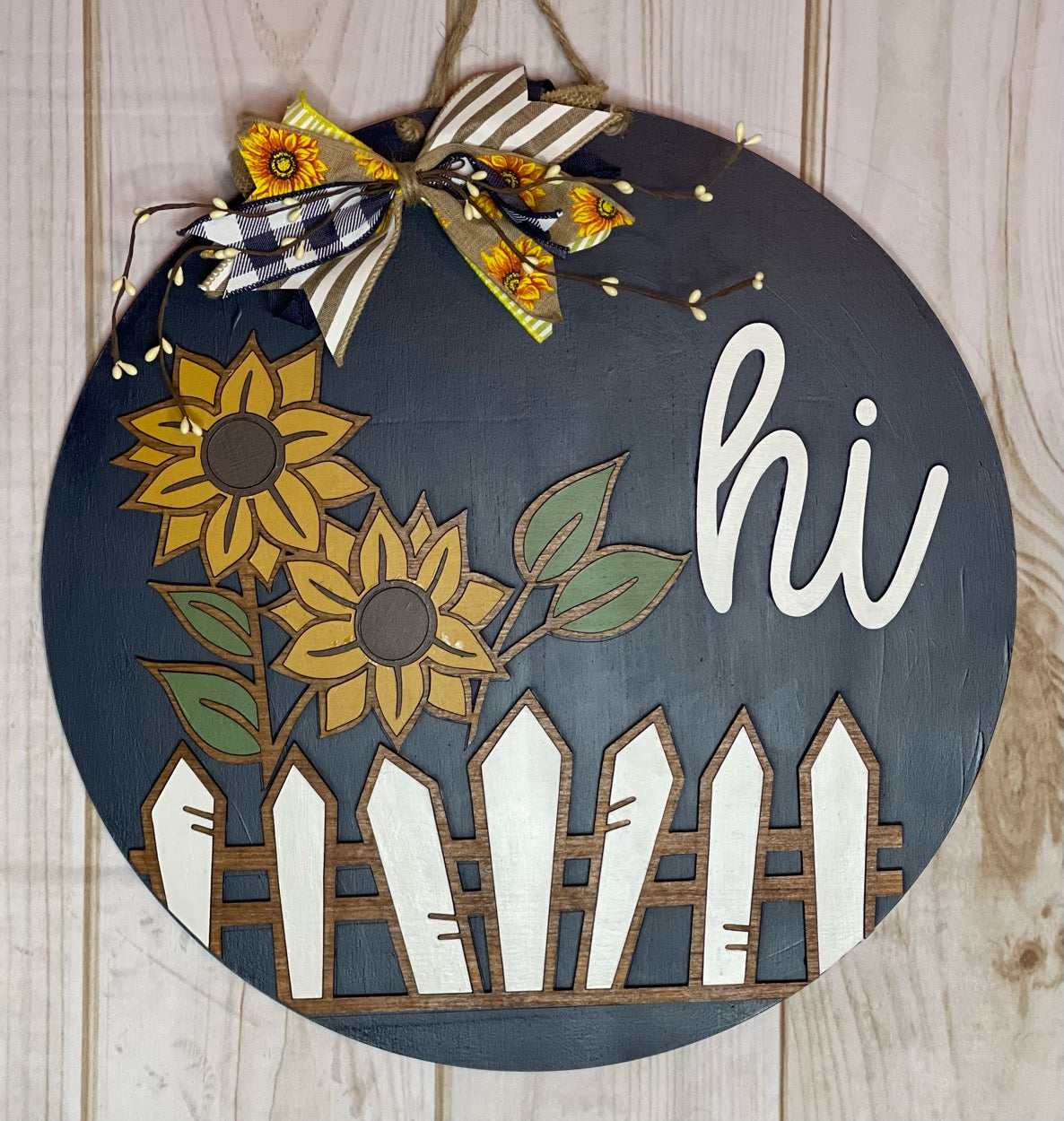 Sunflower Fence Hi Wood Door Hanger